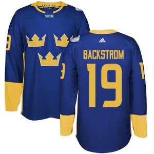 Miehille NHL Ruotsi Team #19 Nicklas Backstrom Authentic kuninkaallisen sininen Vieras 2016 World Cup
